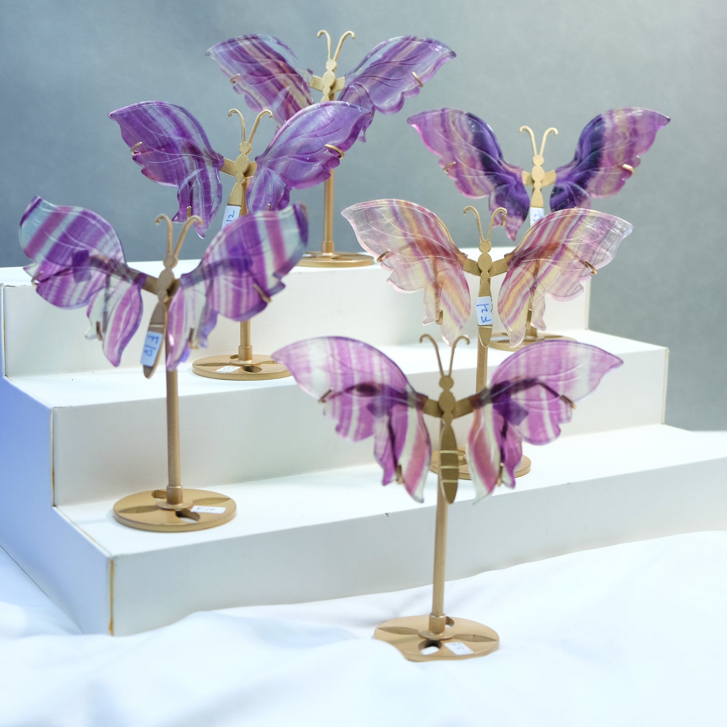 [Wholesale Price]Exquisite Candy Fluorite Pink Fluorite Crystal Butterfly Wings One of A Kind Pieces