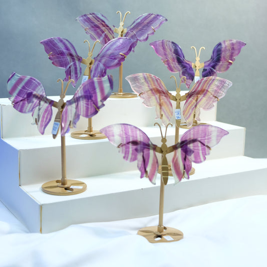[Wholesale Price]Exquisite Candy Fluorite Pink Fluorite Crystal Butterfly Wings One of A Kind Pieces