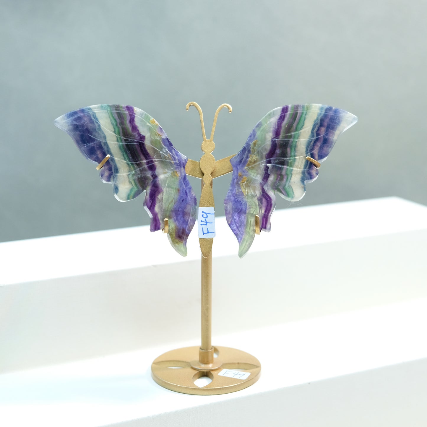 [Wholesale Price]Exquisite Blue Rainbow Fluorite Crystal Butterfly Wings One of A Kind Pieces