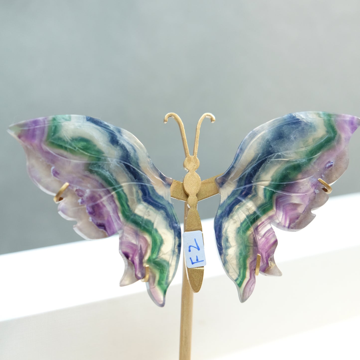 [Wholesale Price]Exquisite Blue Rainbow Fluorite Crystal Butterfly Wings One of A Kind Pieces