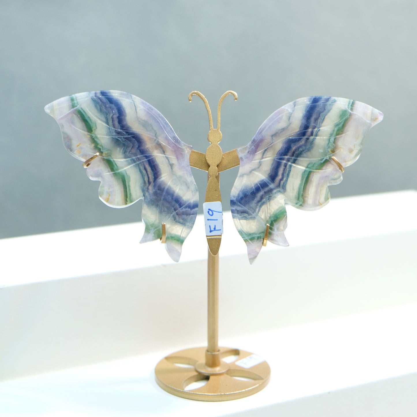 [Wholesale Price]Exquisite Blue Rainbow Fluorite Crystal Butterfly Wings One of A Kind Pieces