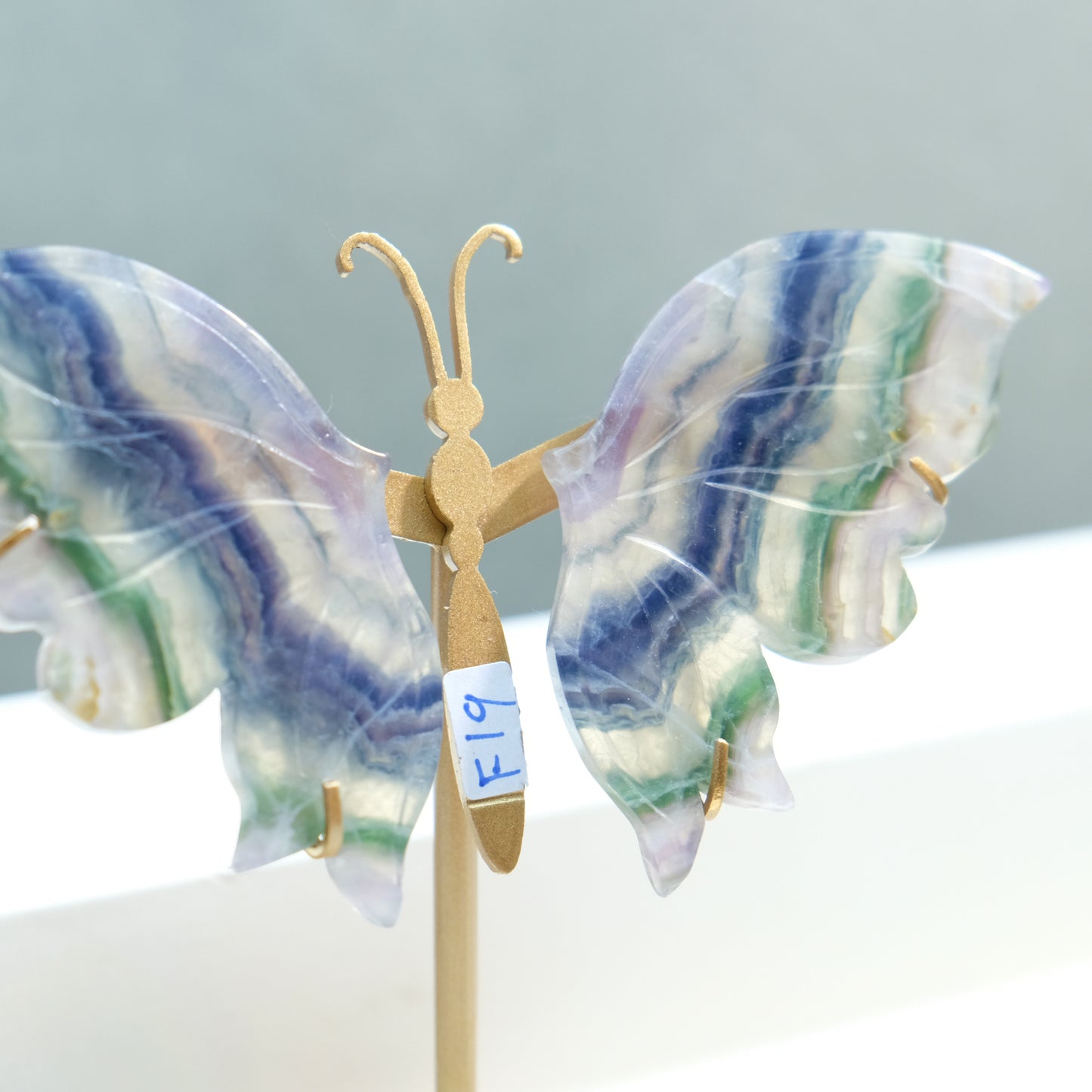 [Wholesale Price]Exquisite Blue Rainbow Fluorite Crystal Butterfly Wings One of A Kind Pieces