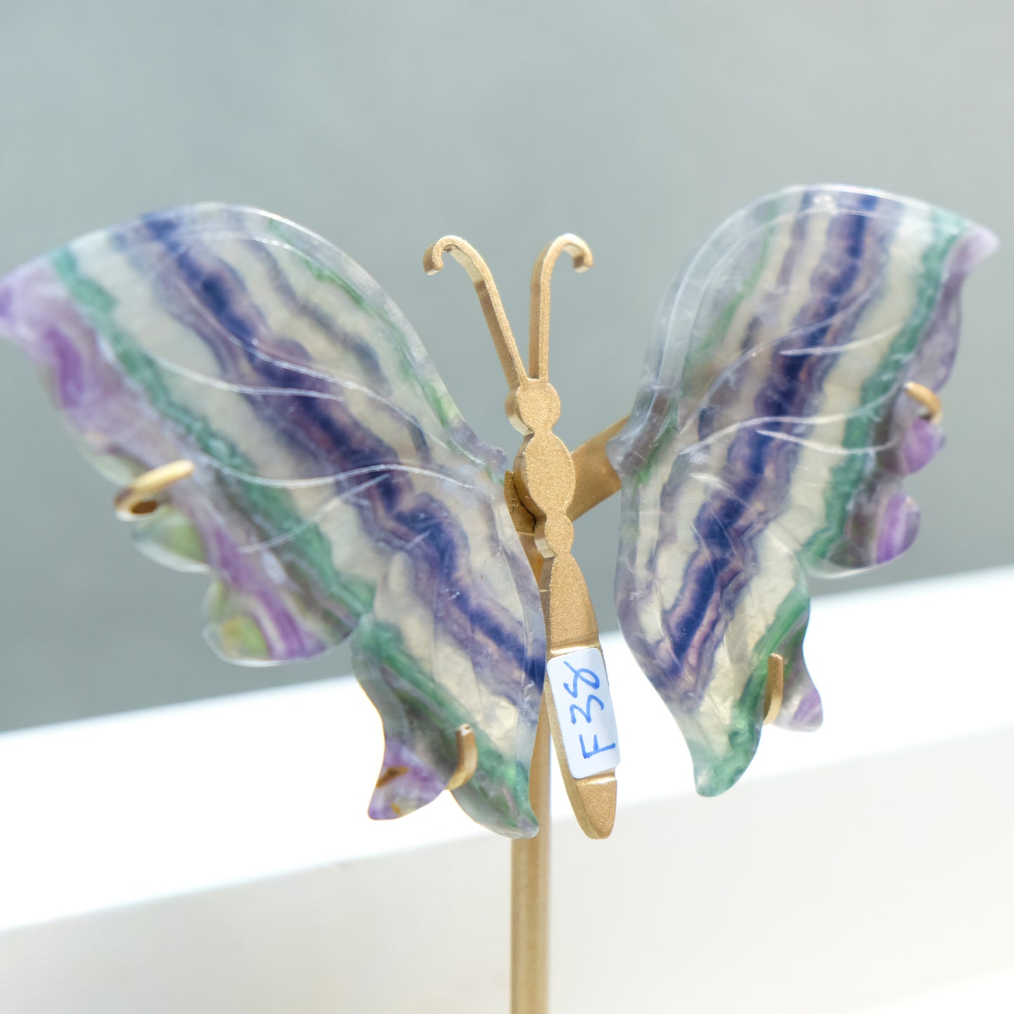 [Wholesale Price]Exquisite Blue Rainbow Fluorite Crystal Butterfly Wings One of A Kind Pieces