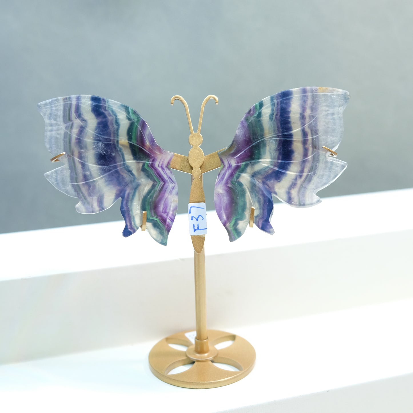 [Wholesale Price]Exquisite Blue Rainbow Fluorite Crystal Butterfly Wings One of A Kind Pieces