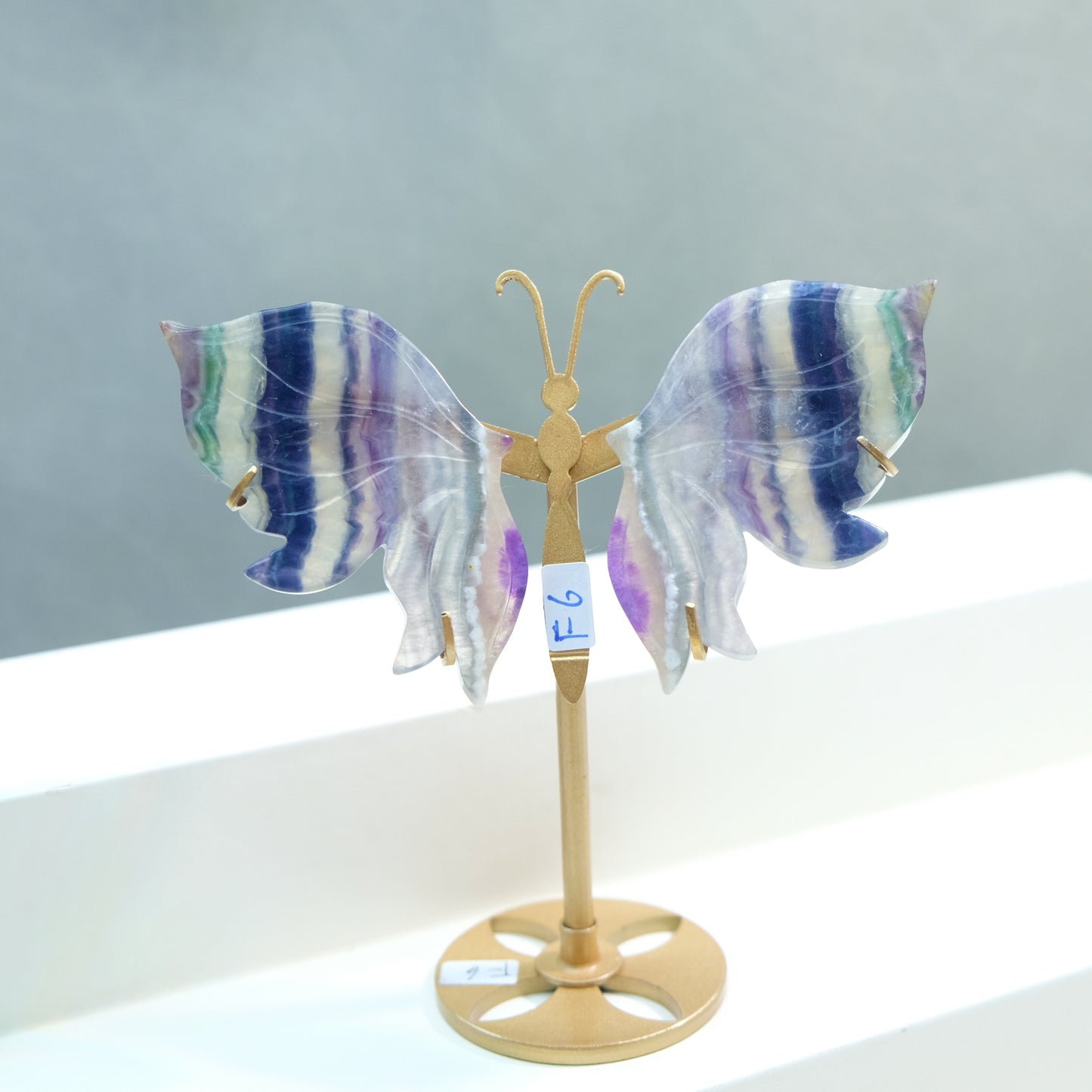 [Wholesale Price]Exquisite Blue Rainbow Fluorite Crystal Butterfly Wings One of A Kind Pieces